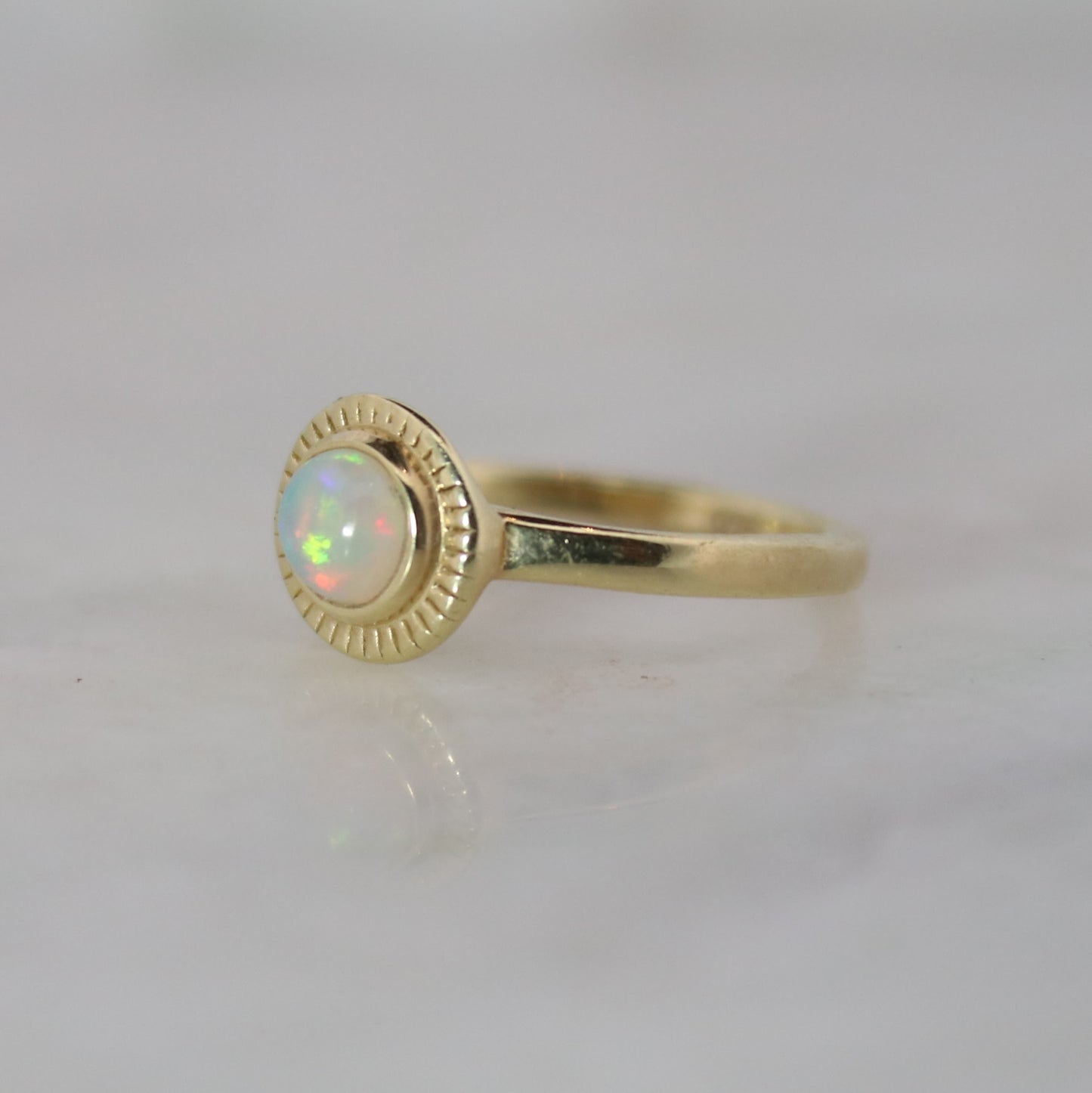 14K Gold Vermeil Charm Ring Opal