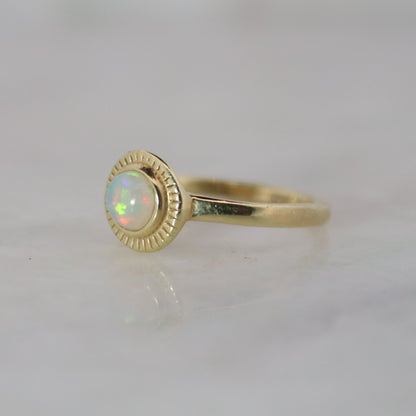 14K Gold Vermeil Charm Ring Opal