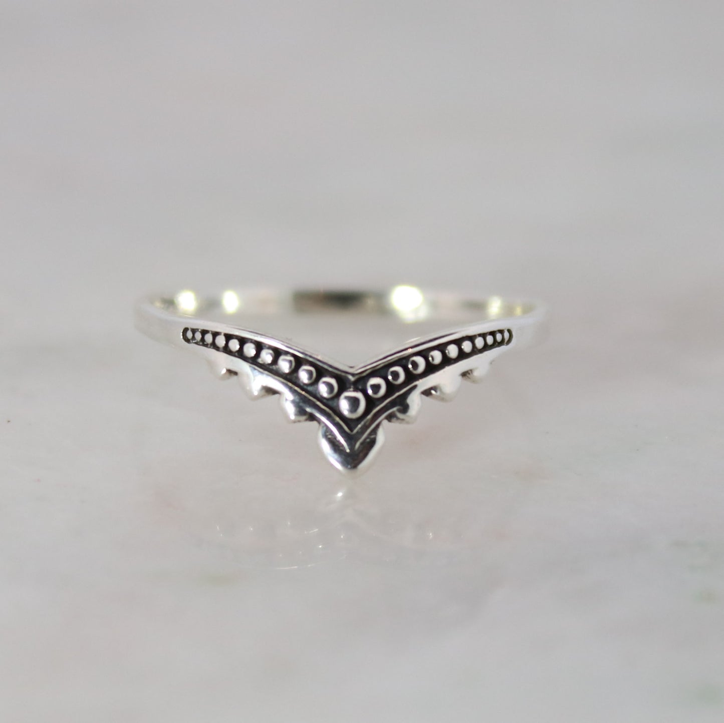 Sterling Silver Beaded Arch Ring