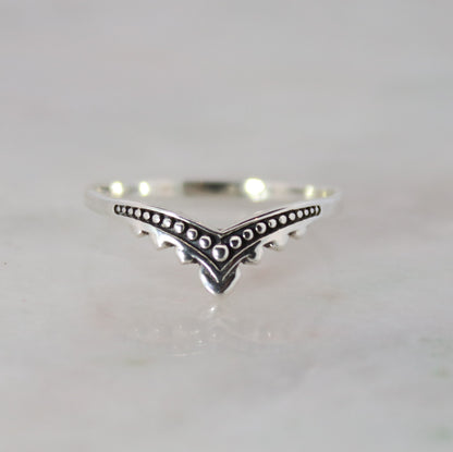 Sterling Silver Beaded Arch Ring