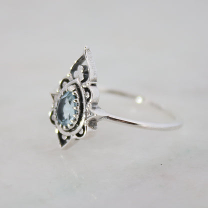 Sterling Silver Delicate Silhouette Ring Blue Topaz