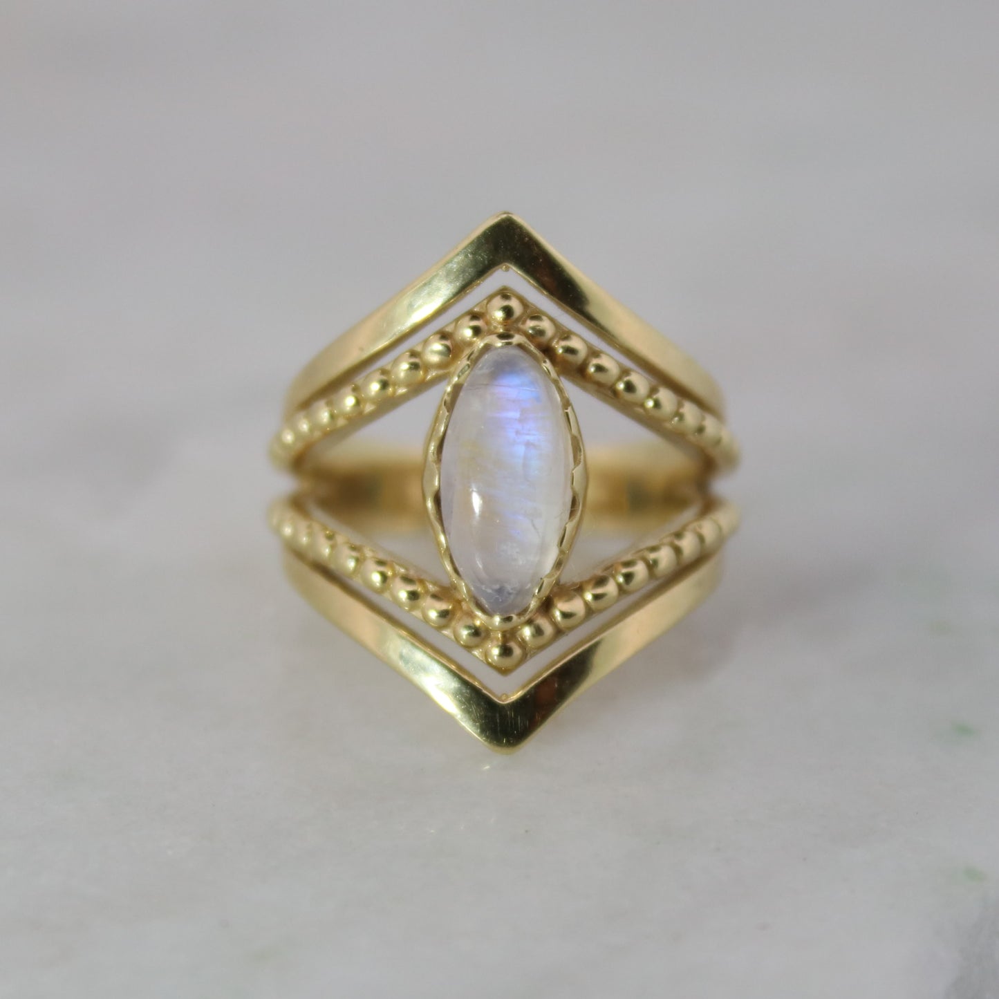 14K Gold Vermeil Kiss by the Moon Ring Moonstone