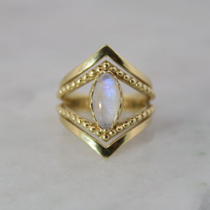 14K Gold Vermeil Kiss by the Moon Ring Moonstone