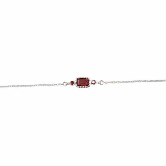 Sterling Silver Square Bracelet Garnet