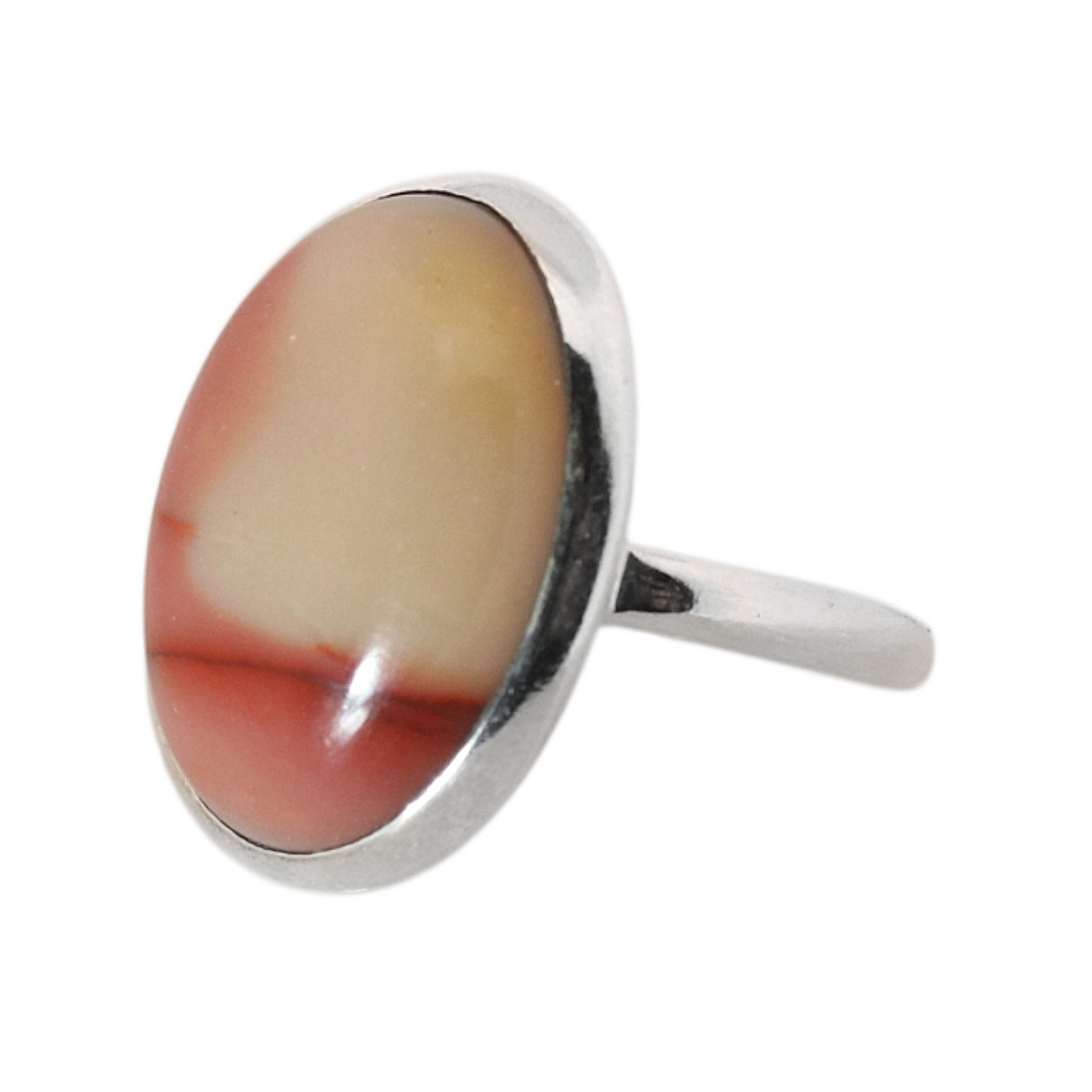 Sterling Silver Big Oval Mookaite Ring - 18 mm