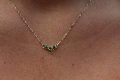 Sterling Silver Multiple Stones Goddess Necklace Light