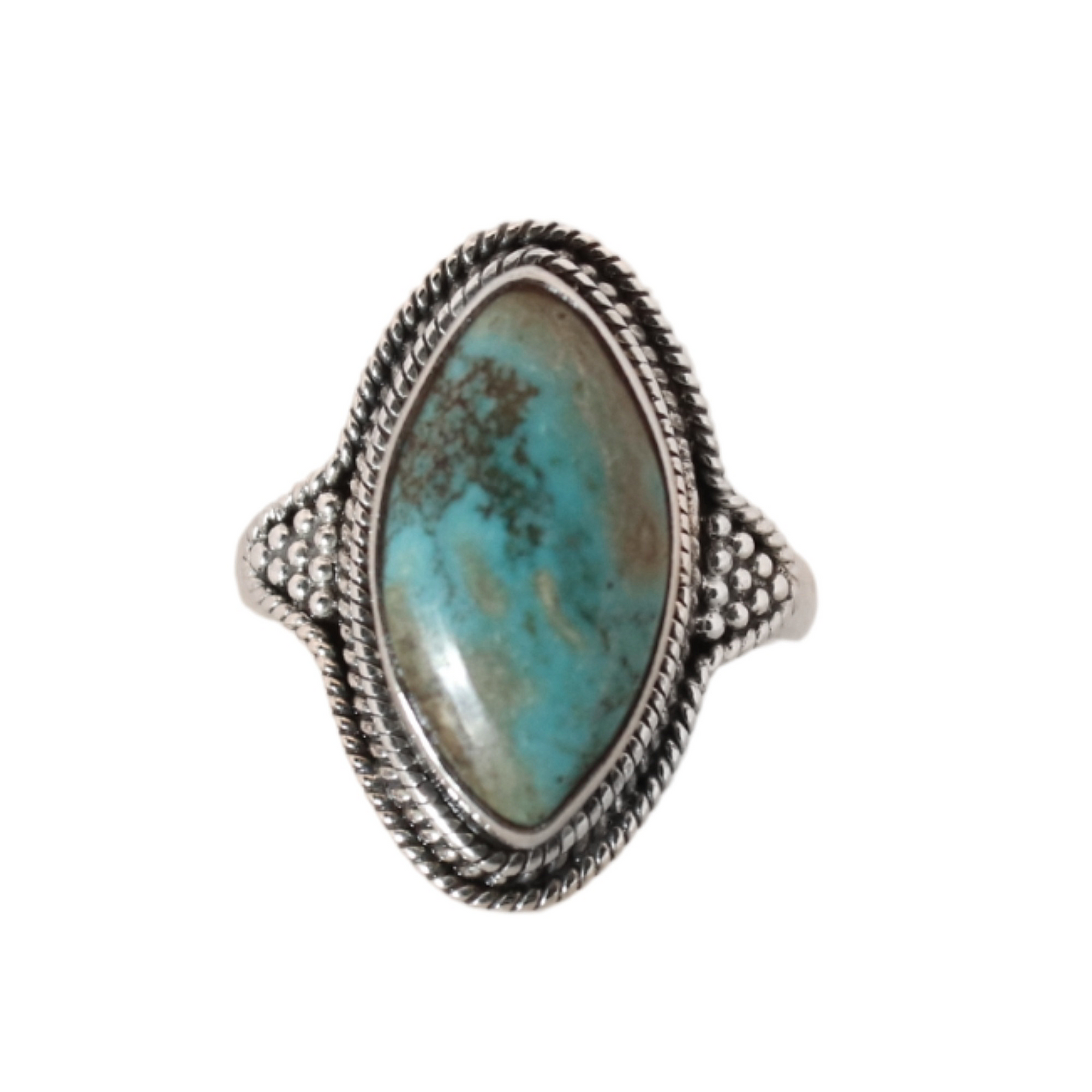 Sterling Silver Beads and More Turquoise Ring - 19 mm