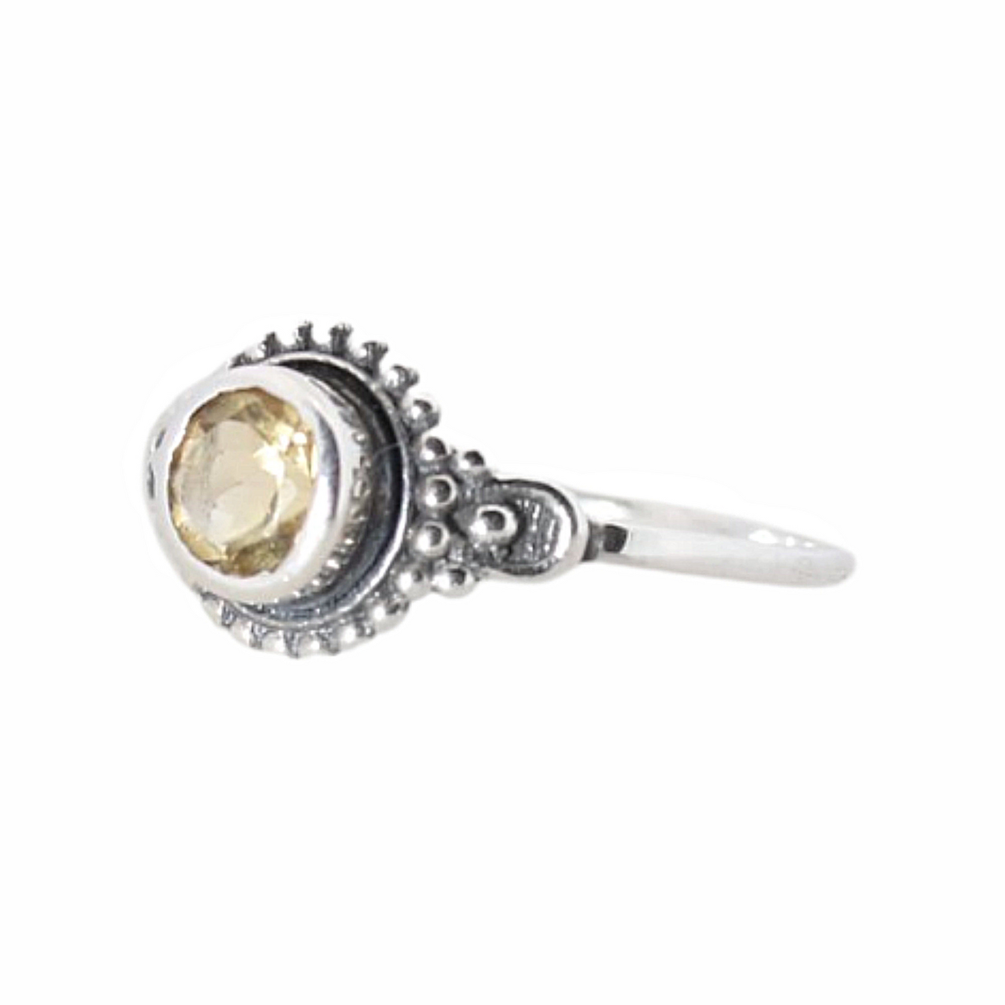 Sterling Silver Beaded Glow Ring Citrine