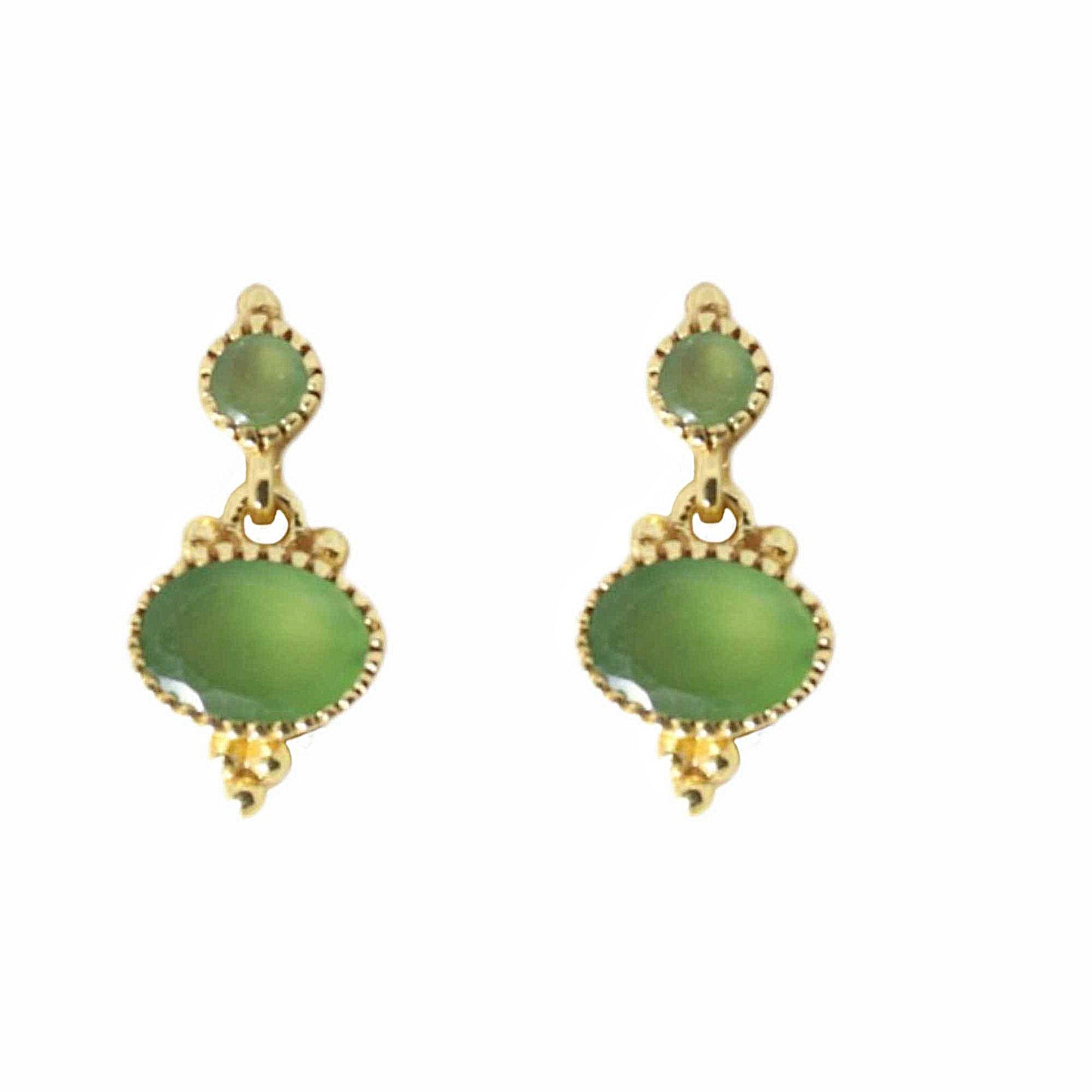 14k Gold Vermeil Chrysoprase Party Studs
