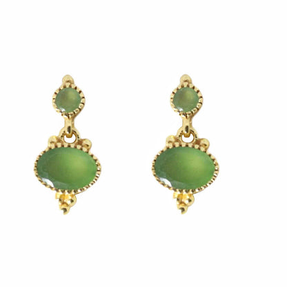14k Gold Vermeil Chrysoprase Party Studs