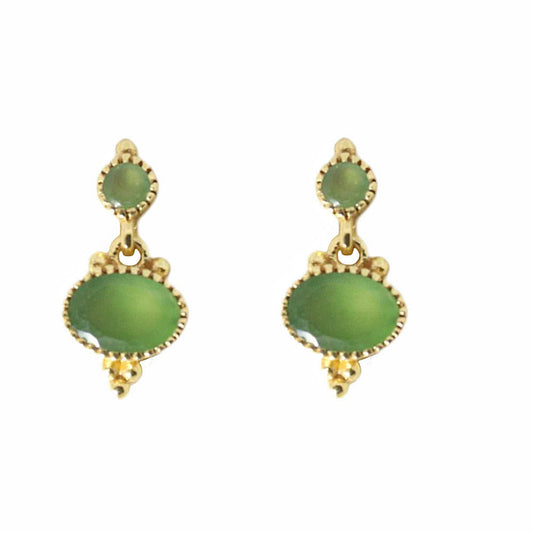 14k Gold Vermeil Chrysoprase Party Studs