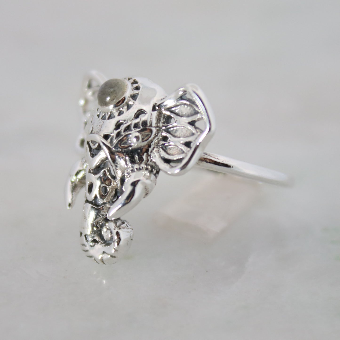 Sterling Silver Elephant Festival Ring Labradorite
