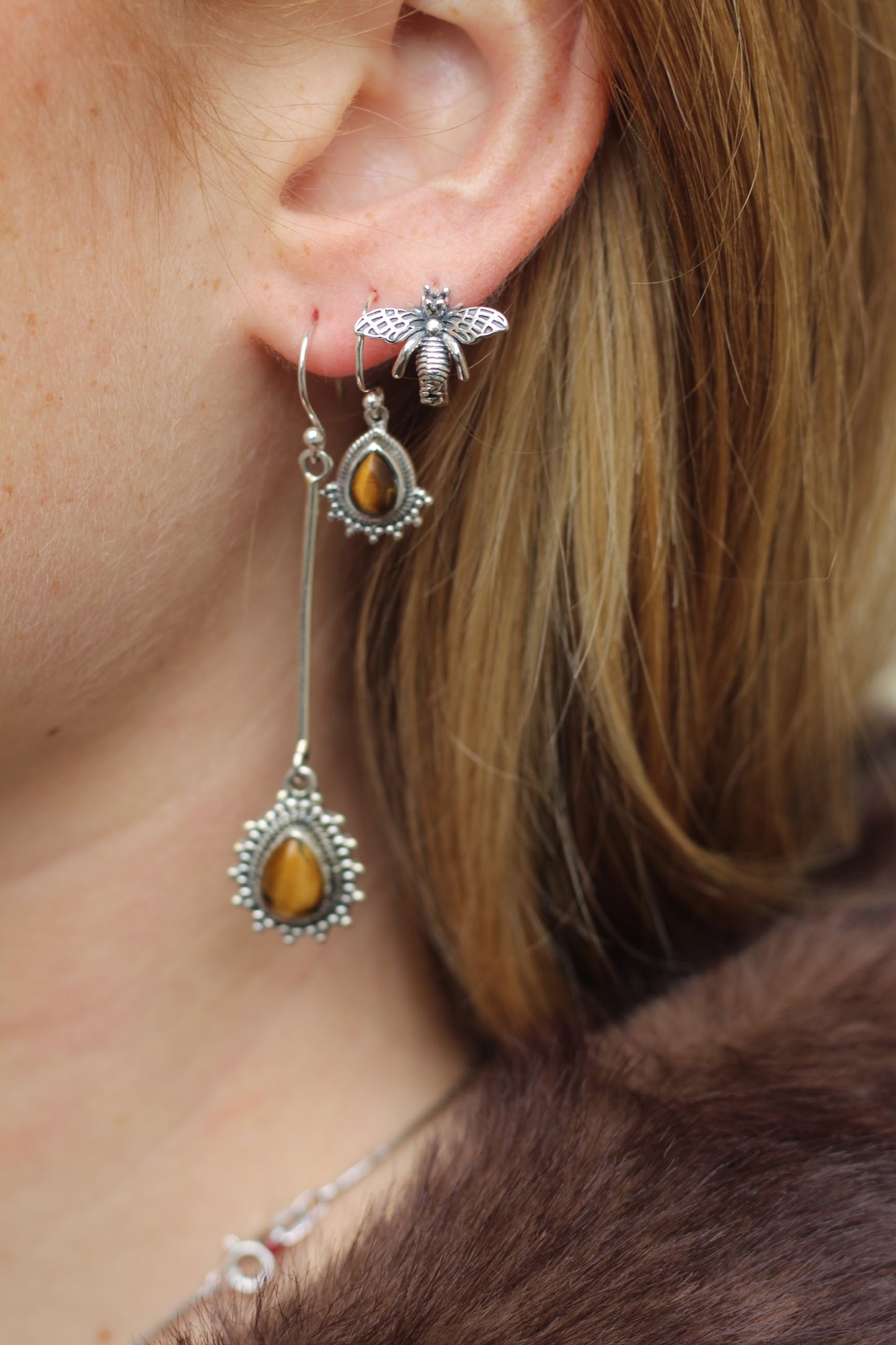 Sterling Silver Bee Earrings