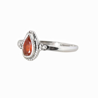 Sterling Silver Teardrop Honey Flame Ring