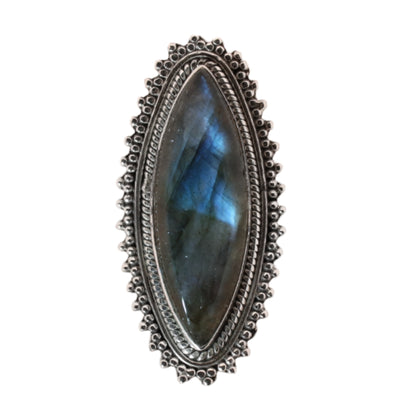 Sterling Silver Big Bohemian Labradorite Ring - 19 mm
