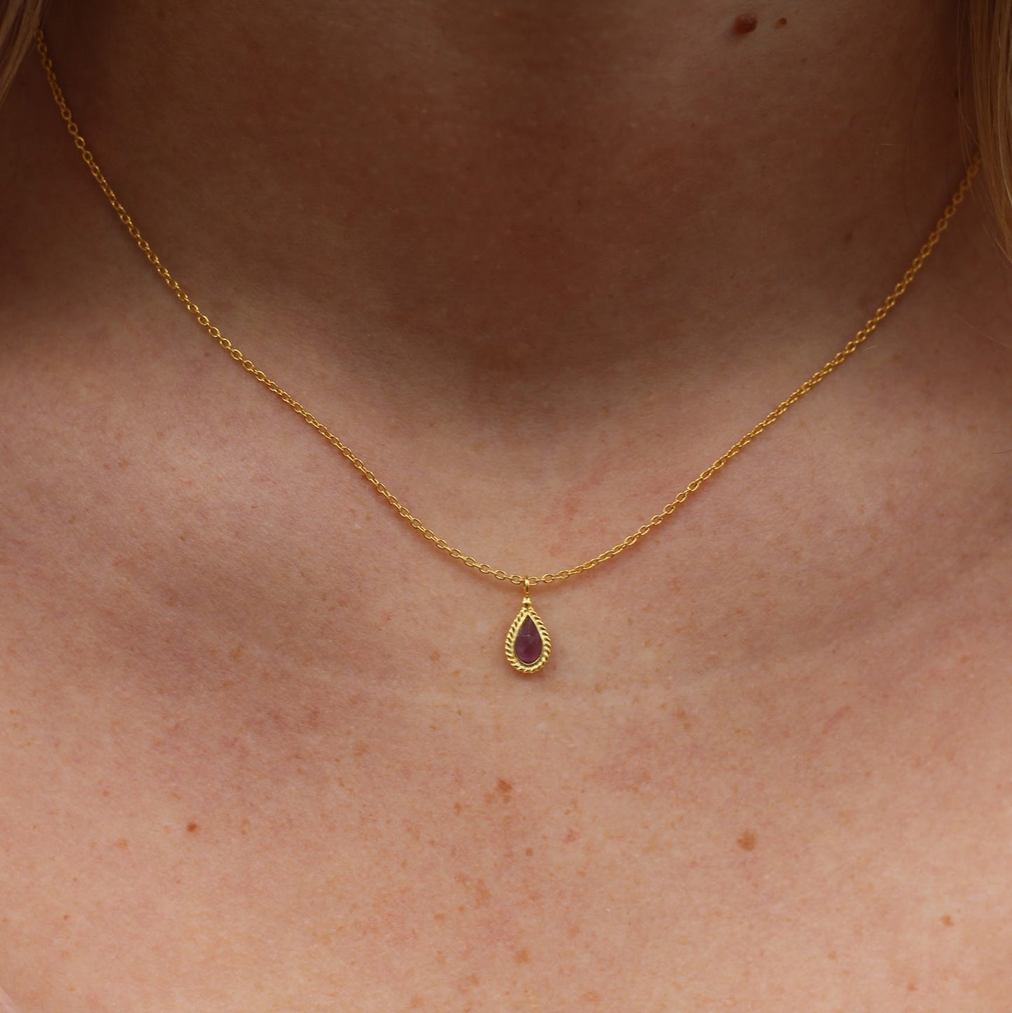 14k Gold Vermeil Mini Teardrop Amethyst Necklace