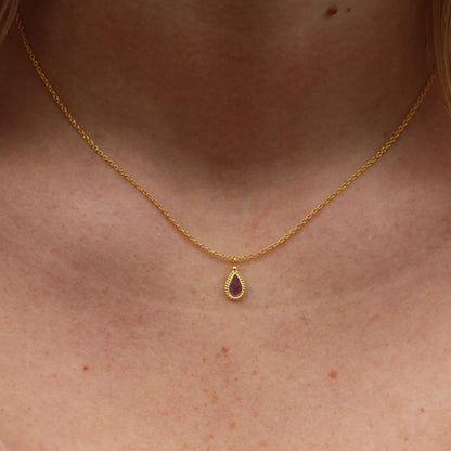 14k Gold Vermeil Mini Teardrop Amethyst Necklace