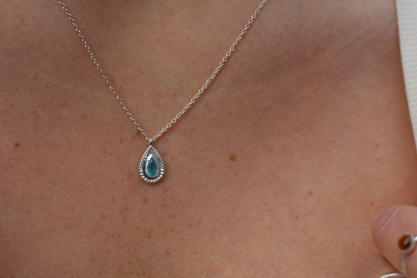 Sterling Silver Teardrop Apatite Necklace