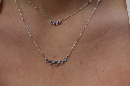 Sterling Silver Triple Stones Amethyst Necklace