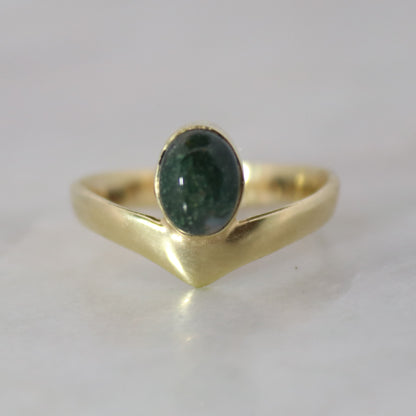 14K Gold Vermeil Forest Fruit Ring - Moss Agate