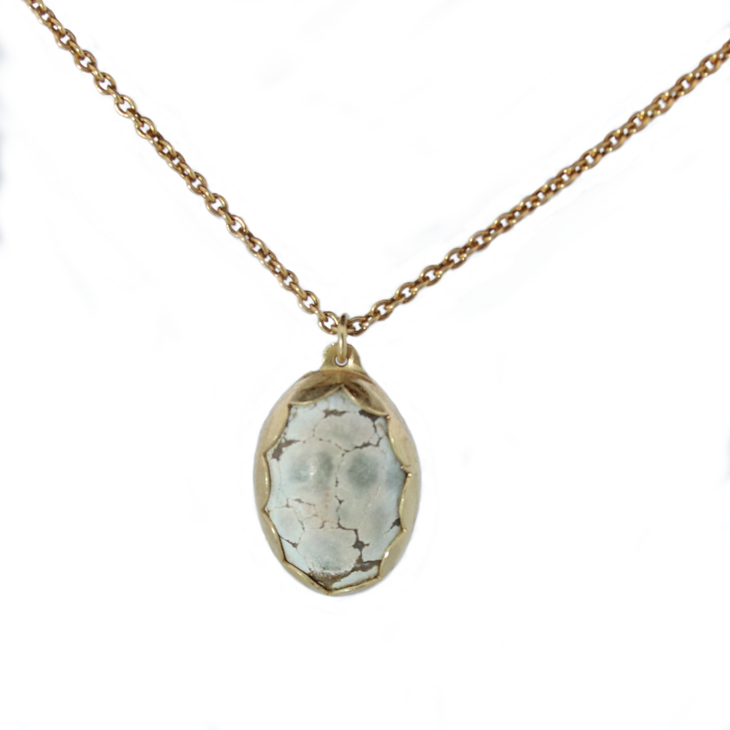 14k Gold Vermeil Oval Turquoise Necklace - Limited Edition