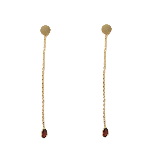 14k Gold Vermeil Elegant Chain Studs Garnet