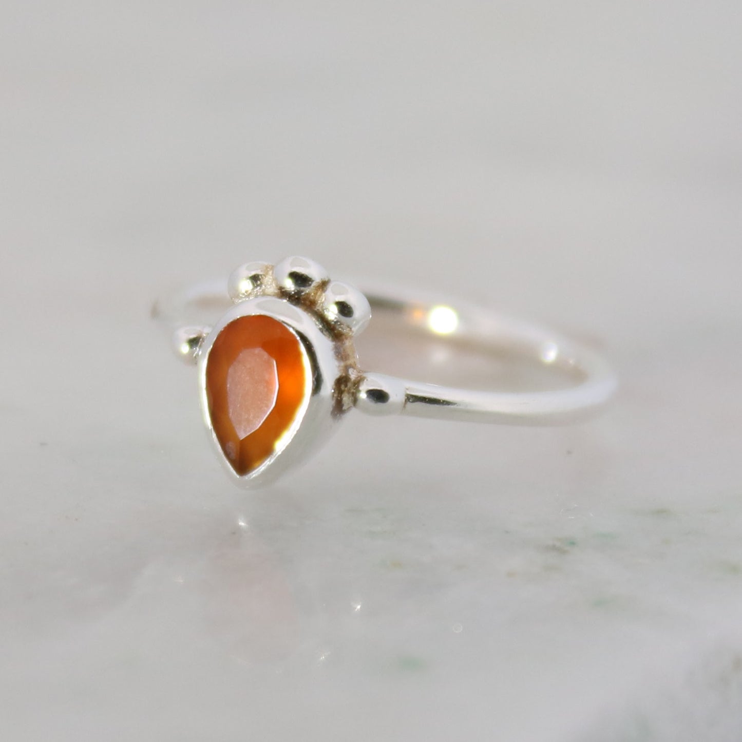 Sterling Silver Tribal Pear Ring Carnelian