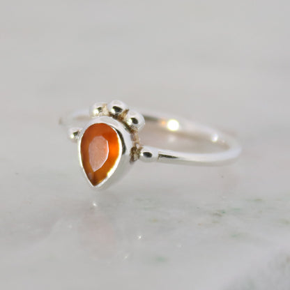 Sterling Silver Tribal Pear Ring Carnelian