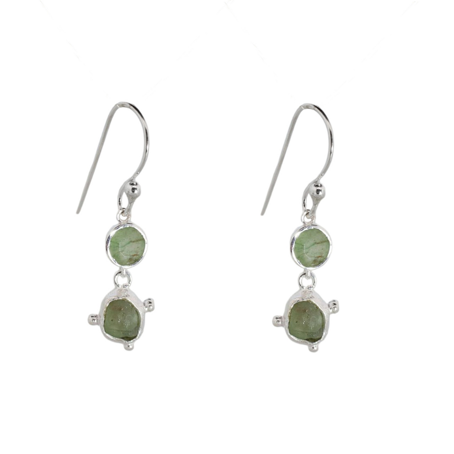 Sterling Silver Raw Earrings Aventurine