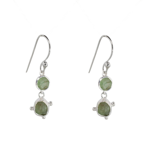 Sterling Silver Raw Earrings Aventurine