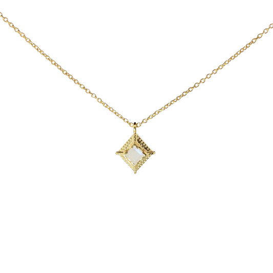 14k Gold Vermeil Charm Necklace Moonstone