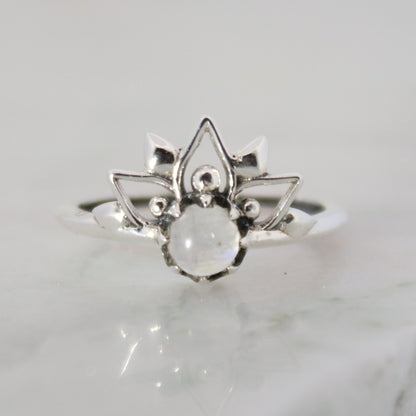 Sterling Silver Sunset Mandala Moonstone Ring