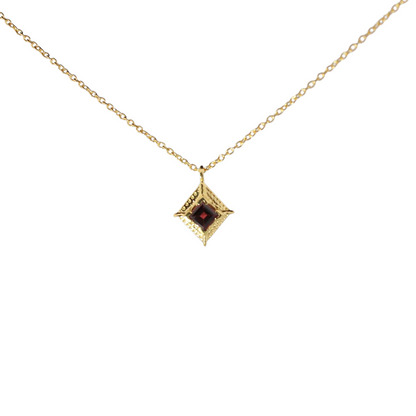 14k Gold Vermeil Charm Necklace Garnet