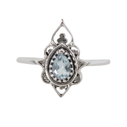 Sterling Silver Delicate Silhouette Ring Blue Topaz
