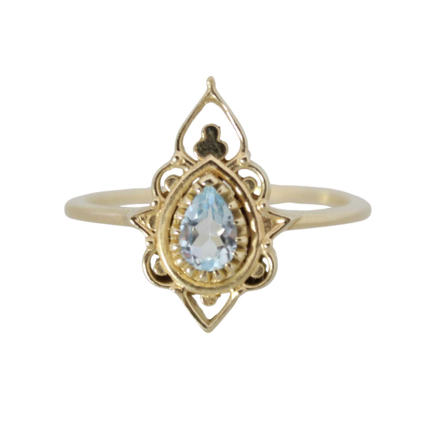 14K Gold Vermeil Delicate Silhouette Ring Blue Topaz