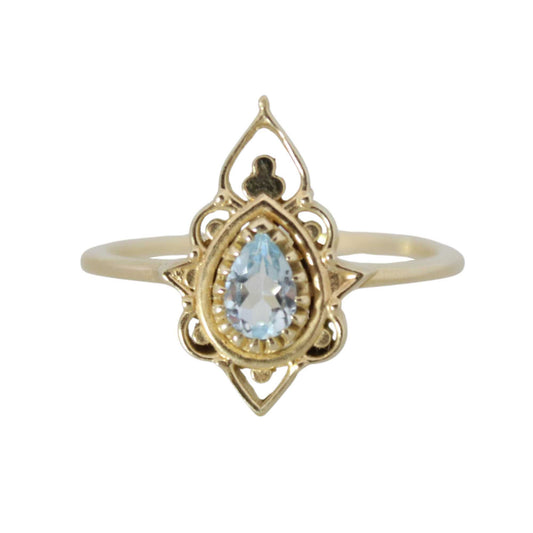 14K Gold Vermeil Delicate Silhouette Ring Blue Topaz