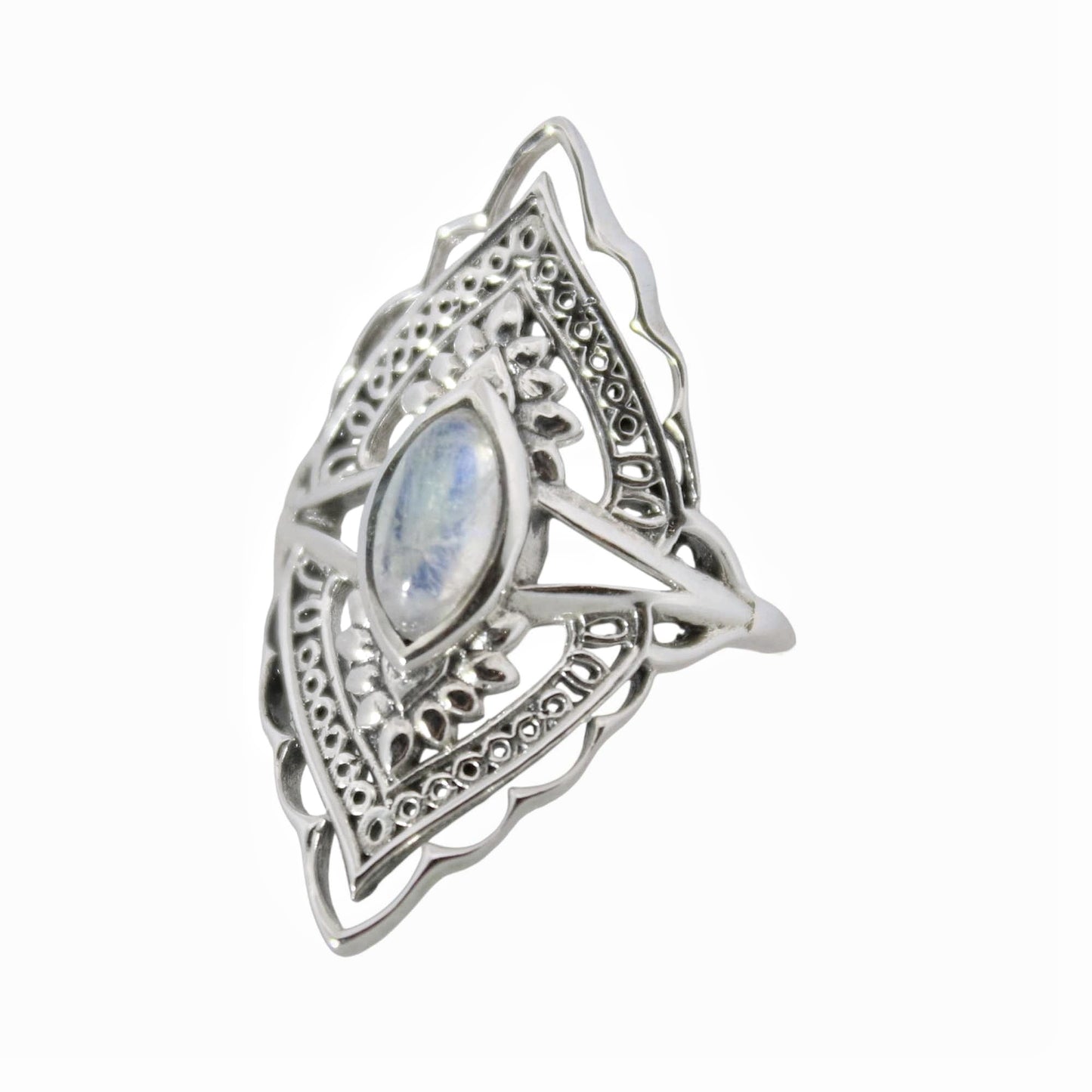 Sterling Silver Radiant Blossom Ring – Moonstone