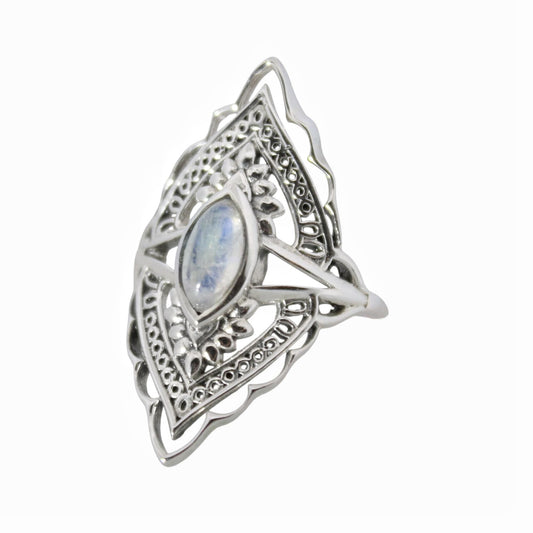 Sterling Silver Radiant Blossom Ring – Moonstone