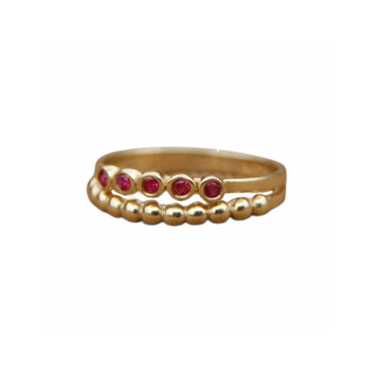 14K Gold Vermeil Eleganza Ring Ruby Zircon