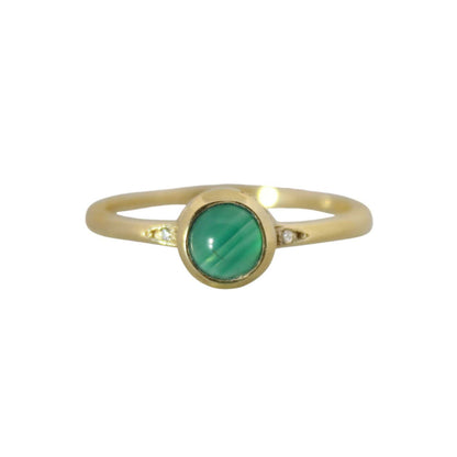 14K Gold Vermeil Graceful Gem Ring Green Onyx