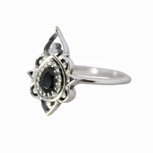 Sterling Silver Delicate Silhouette Ring Black Onyx