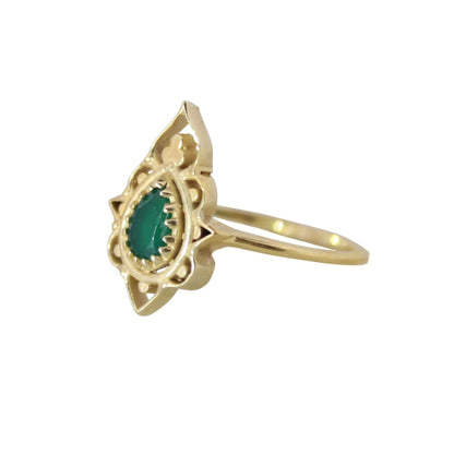 14K Gold Vermeil Delicate Silhouette Ring Green Onyx