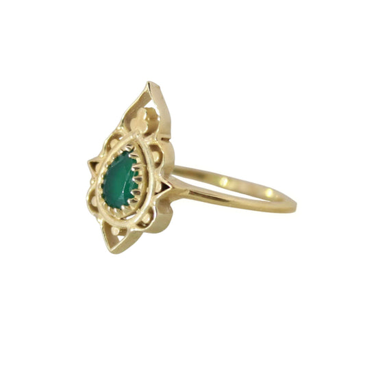 14K Gold Vermeil Delicate Silhouette Ring Green Onyx