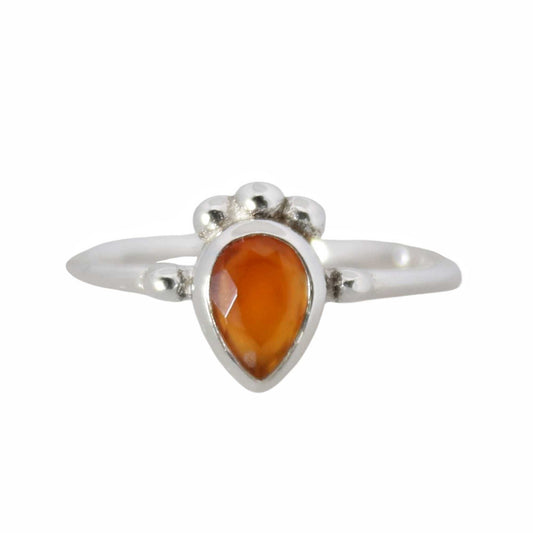 Sterling Silver Tribal Pear Ring Carnelian
