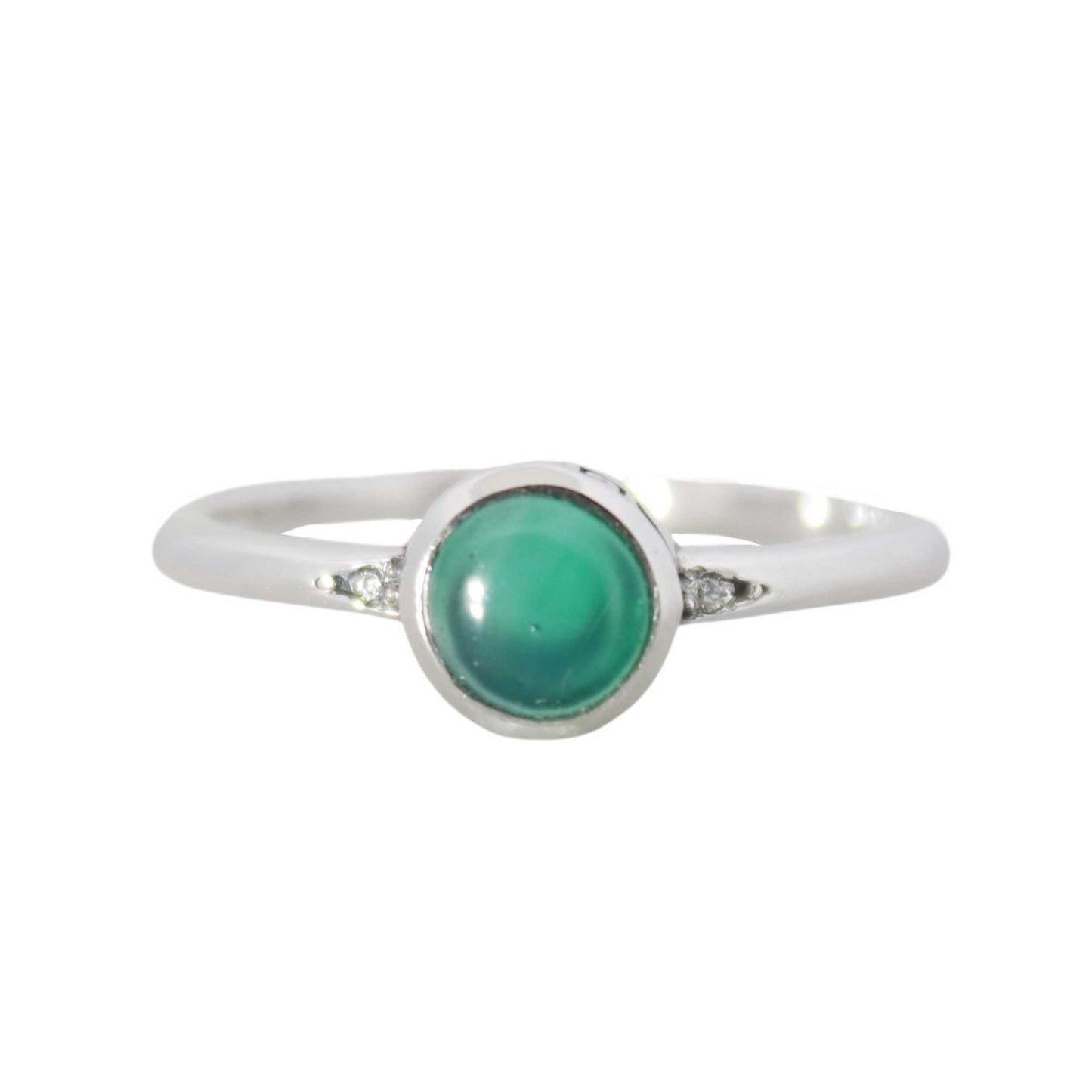 Sterling Silver Graceful Gem Ring Green Onyx 
