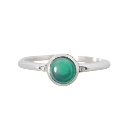 Sterling Silver Graceful Gem Ring Green Onyx 