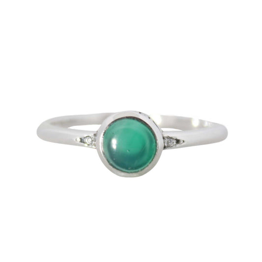 Sterling Silver Graceful Gem Ring Green Onyx