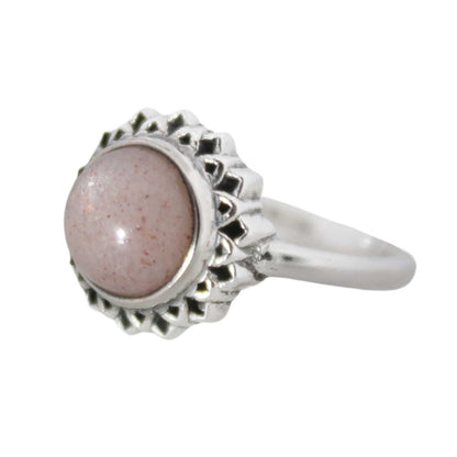 Sterling Silver Golden Hour Ring Peach Moonstone