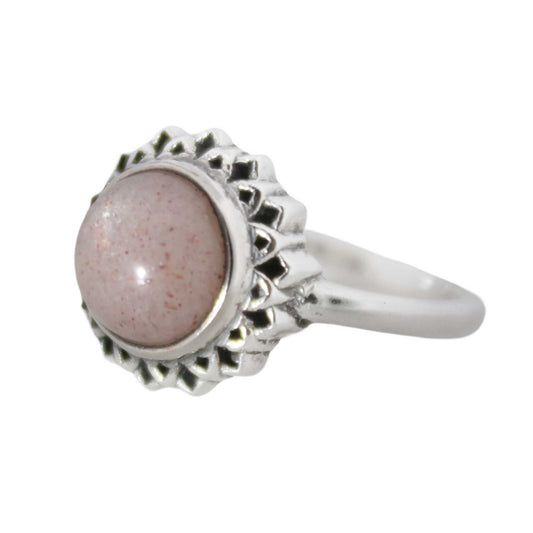 Sterling Silver Golden Hour Ring Peach Moonstone