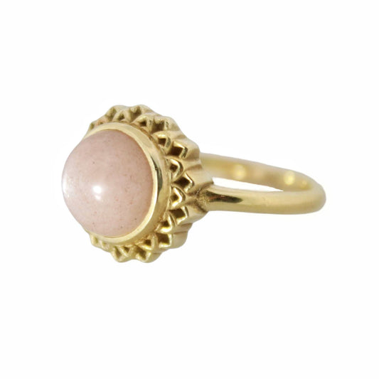 14K Gold Vermeil Golden Hour Ring Peach Moonstone